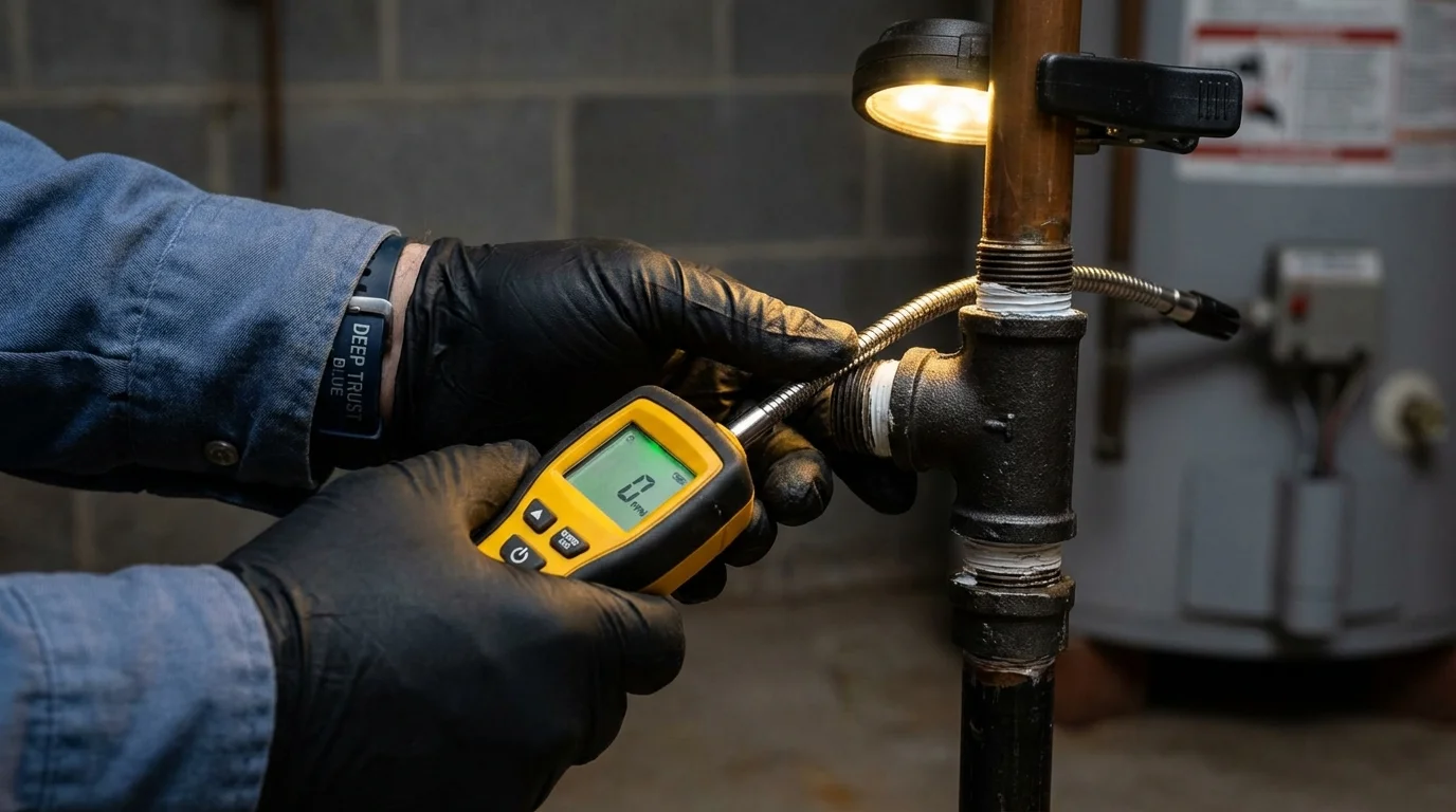 Gas leak detection with electronic sniffer by Johns Plumbing LLC in Harrisville